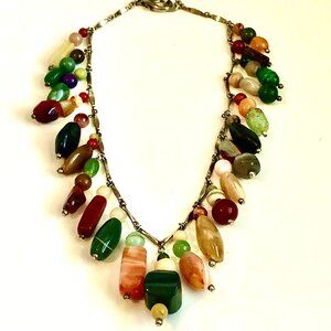 NWT ALEXANDRAS ACCENTS Dangling Faceted Gemstones Necklace 20" Multi-color
